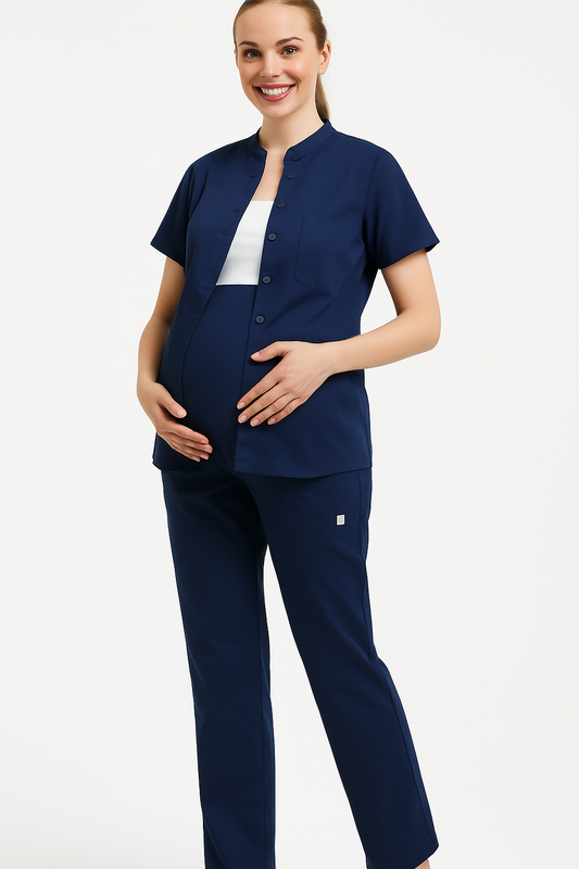BUTTON-DOWN MATERNITY SCRUB SET