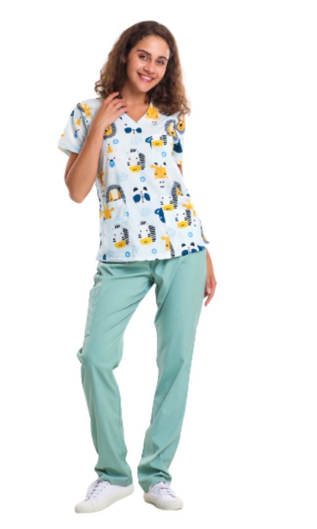 Lioness Print Scrub Top