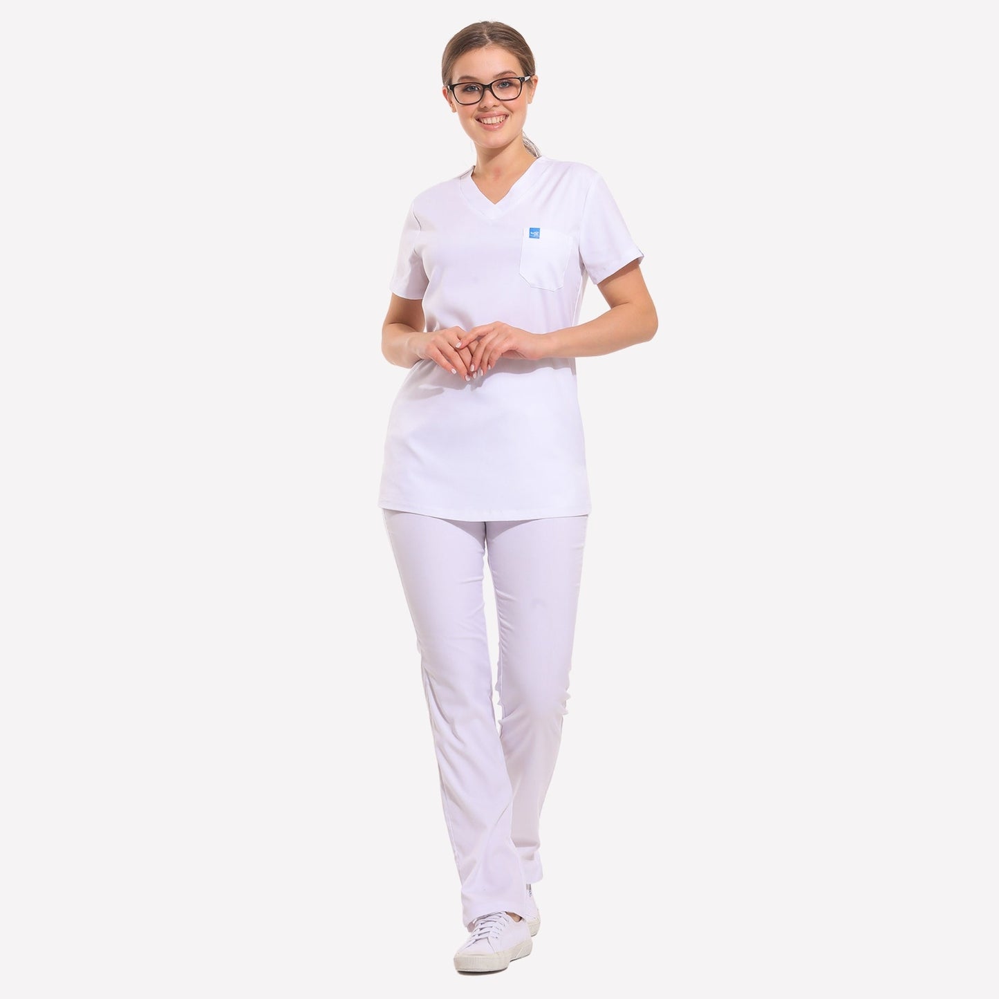 UNIFORM | SCRUB | WOMEN | SET CLASSIC V NECK WHITE